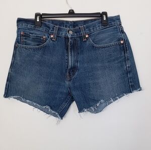 Levi's 505 cutoff high rise shorts, medium blue. Sz 34